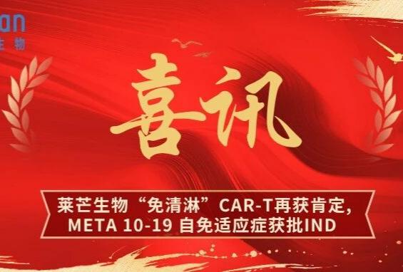 喜讯 | 莱芒生物“免清淋”CAR-T再获肯定, META 10-19 自免适应症获批IND